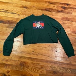 Green Tom and Gerry long handle crop top